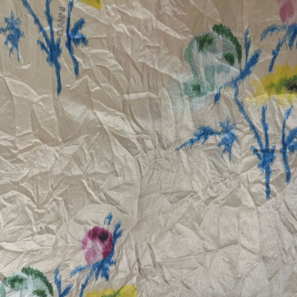 GANNI crinkled butter yellow floral dress - Picture 7 of 7